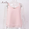 ArtSu Women Sexy Tank Tops Sleeveless Bodycon Temperament Blouse Vest Loose Chiffon Top Vest Casual Camis Women Tanks LDVE60008