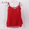 ArtSu Women Sexy Tank Tops Sleeveless Bodycon Temperament Blouse Vest Loose Chiffon Top Vest Casual Camis Women Tanks LDVE60008