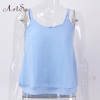 ArtSu Women Sexy Tank Tops Sleeveless Bodycon Temperament Blouse Vest Loose Chiffon Top Vest Casual Camis Women Tanks LDVE60008