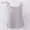 ArtSu Women Sexy Tank Tops Sleeveless Bodycon Temperament Blouse Vest Loose Chiffon Top Vest Casual Camis Women Tanks LDVE60008