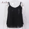 ArtSu Women Sexy Tank Tops Sleeveless Bodycon Temperament Blouse Vest Loose Chiffon Top Vest Casual Camis Women Tanks LDVE60008