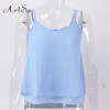 ArtSu Women Sexy Tank Tops Sleeveless Bodycon Temperament Blouse Vest Loose Chiffon Top Vest Casual Camis Women Tanks LDVE60008