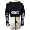 ArtSu Autumn Winter Gothic Letter Printed Long Sleeve Crop Top Hoodie Pullover Women Black Sweatshirt Cropped Hoodies ASHO20196