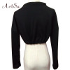 ArtSu Autumn Winter Gothic Letter Printed Long Sleeve Crop Top Hoodie Pullover Women Black Sweatshirt Cropped Hoodies ASHO20196