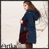 Artka Women'S Fashion Autumn Winter Vintage Hooded Long Sleeve Patchwork Embroidery Midi Outerwear Coat MA10947D