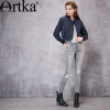 Artka Women's Autumn New Patch Pockets Ripped Jeans Vintage All-match Mid-waist Full Length Pencil Jeans KN11668Q