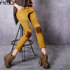 Artka Women's Autumn New Ethnic Patchwork Cotton Ankle-Length Pants Vintage Mid-waist All-match Pencil Pants KA10165Q
