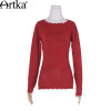Artka 2018 Women's Long Wool Lace Sweater Autumn Long Sleeve Wool Pullover Winter Sweater Vintage Jumper Knitwear YB11255Q