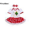 Baby Girls 2017 Christmas Newborn Infant Santa Claus Dress + Headband Costume Xmas Clothes 1 New Year Dress