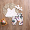 Baby Girl Tops Vest Sleeveless Tops Pants Cute Flower Headband 3pcs Outfits Clothing Cute Newborn Baby Girls Clothes Set Floral