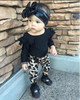 Baby Girl Summer Clothes Baby Romper Black T-shirts+Leopard Pants Infant Newborn Baby Girls Clothing Fashion Kids Clothes