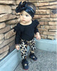 Baby Girl Summer Clothes Baby Romper Black T-shirts+Leopard Pants Infant Newborn Baby Girls Clothing Fashion Kids Clothes