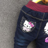 Baby Girl Jeans Trousers Hello Kitty Pants Kids Girls Leggings Children Cashmere Pants Baby Winter Denim Jeans Clothes 1-5years