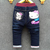 Baby Girl Jeans Trousers Hello Kitty Pants Kids Girls Leggings Children Cashmere Pants Baby Winter Denim Jeans Clothes 1-5years