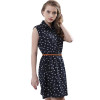Singwing Women summer Dresses Cat Footprints Pattern Show Thin Lady Chiffon Dresses Cat Footprints Dress With Belt High Quality