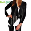 Spring Autumn Coats Women Fashion Cardigan Jacket Casual Patchwork PU Leather Outwear Coats Lady Tops Blouse Motorcycle Oct27