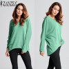 Spring Autumn 2018 Women Blouse New Fashion Batwing Long Sleeve Casual Loose Solid Color Shirt Plus Size Sexy Tops Blusas