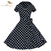 SISHION Women Summer Dress Short Sleeve Elegant Lemon Print Black Red Blue Retro Big Swing 50s Vintage Dress Tunic Vestidos 434
