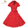 SISHION Women Summer Dress Short Sleeve Elegant Lemon Print Black Red Blue Retro Big Swing 50s Vintage Dress Tunic Vestidos 434