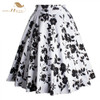 SISHION Retro Style 50s Vintage Skirt High Waist Pin up Floral Print Rockabilly Swing Women Summer Skirt Plus Size 177S2