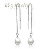 Sinya 925 Sterling silver dangle drop earring with 7.5mm AAAA grade freshwater pearl long chain jewelry tassel earring for women