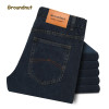 Groundnut Brand 100% Pure Cotton Business Straight Leg High Waist Long Jeans Men Denim Pants Male Casual Trousers 2017 Fashion