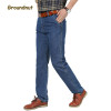 Groundnut Brand 100% Pure Cotton Business Straight Leg High Waist Long Classic Jeans Men Denim Pants Male Casual Trousers