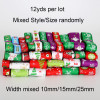 Grosgrain Satin Ribbon random mixed Size/Style for Wedding Party Christmas Decoration DIY Gift Craft 12y/lot (1y/style)