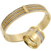 Gold color Zircon Crystal Titanium Stainless Steel Rings for Women Men Wedding Jewelry Three Layers Beauty anillos Female