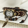 Gnova Platinum Top Genuine Leather Bracelet Watch Women Charm Leaf Butterfly Ethnic Geneva Style Urban Girl Fashion Para Dama