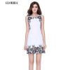 Glorria Women Print Tunic White Dress 2017 Summer Sundress Ladies Elegant Office Wear Work Party Mini Dresses Clothing Vestidos