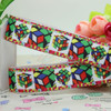7/8'' Free shipping block printed grosgrain ribbon hairbow headwear party decoration diy wholesale OEM 22mm D282