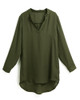 5XL Plus Size Women Chiffon Shirt V Neck Pockets Roll up Long Sleeves Asymmetrical Solid Loose Casual Blouse Tunic Shirt female