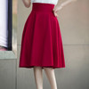 5XL Plus Size Skirt High Waisted Skirts Womens White Knee Length Bottoms Pleated Skirt Saia Midi Pink Black Red Blue 2018