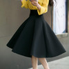 5XL Plus Size Skirt High Waisted Skirts Womens White Knee Length Bottoms Pleated Skirt Saia Midi Pink Black Red Blue 2018