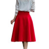 5XL Plus Size Skirt  High Waisted Skirts Womens White Knee Length Bottoms Pleated Skirt Saia Preta Pink Black Red Blue 2017