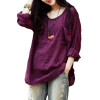 5XL Plus Size Cotton Linen T-shirt Female Korean Women Long Sleeve Loose Casual Tee Shirt Femme Ethnic Vintage Autumn Shirt Top