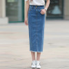 5XL High Waist Pockets Straight Denim Long Skirt Casual Summer Vintage Jupe Femme High Quality Plus Size Denim Skirts TT2412