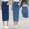 5XL High Waist Pockets Straight Denim Long Skirt Casual Summer Vintage Jupe Femme High Quality Plus Size Denim Skirts TT2412