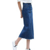 5XL High Waist Pockets Straight Denim Long Skirt Casual Summer Vintage Jupe Femme High Quality Plus Size Denim Skirts TT2412