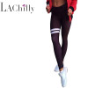 2018 Autumn New Fashion Women Skinny Leggings Black Stripe Fitness Leggings High Elasticity Patchwork Legency Leggings