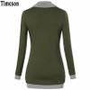2018 Autumn Long Sleeve Kangaroo Pocket Women Hoodies Scarf Neck Casual Knitted Patchwork Pullovers Female Out Wear Tee Shirt