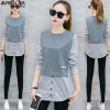2018 autumn korean style long sleeve Blouse Shirt women tops Casual Striped Patchwork Fake Two Pieces Women Blouses Loose blusas