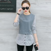 2018 autumn korean style long sleeve Blouse Shirt women tops Casual Striped Patchwork Fake Two Pieces Women Blouses Loose blusas