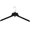 Hanger Central Recycled Heavy Duty Plastic Coat Hangers with Short Polished Metal Swivel Hooks Outerwear Hangers, 19 Inch, Black, 50 Pack