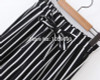 2017SS New Woman Fashion Black White Striped Wide Leg Cropped Trousers Elastic Waist with bow tied Loose Pants