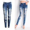Boyfriend Jeans Women Pencil Pants Trousers Ladies Casual Stretch Skinny Jeans Female Mid Waist Elastic Holes Pant Fashion 2016