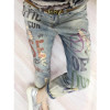 Boyfriend Casual Women Fashion letters printed Bronzing Jeans Lady Fashion Hole Pencil Denim Pants Woman Skinny Ripped Trousers