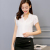 BIBOYAMALL Women Blouse Summer Shirt Short Sleeve V-Neck Fashion Body Blouses White Red Pink Blue Female Clothing Korean Tops