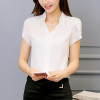 BIBOYAMALL Women Blouse Summer Shirt Short Sleeve V-Neck Fashion Body Blouses White Red Pink Blue Female Clothing Korean Tops
